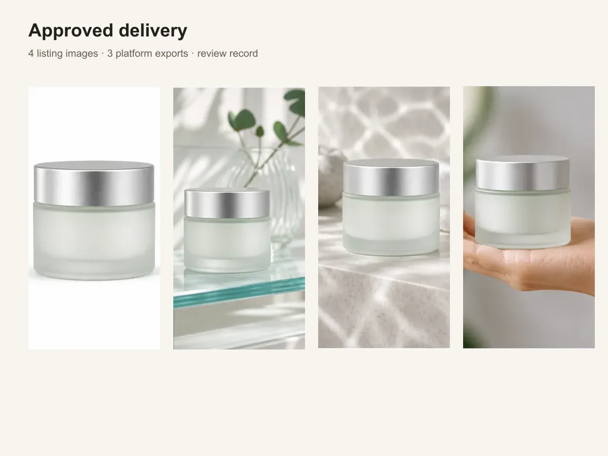 Glass cream listing workflow · Delivery